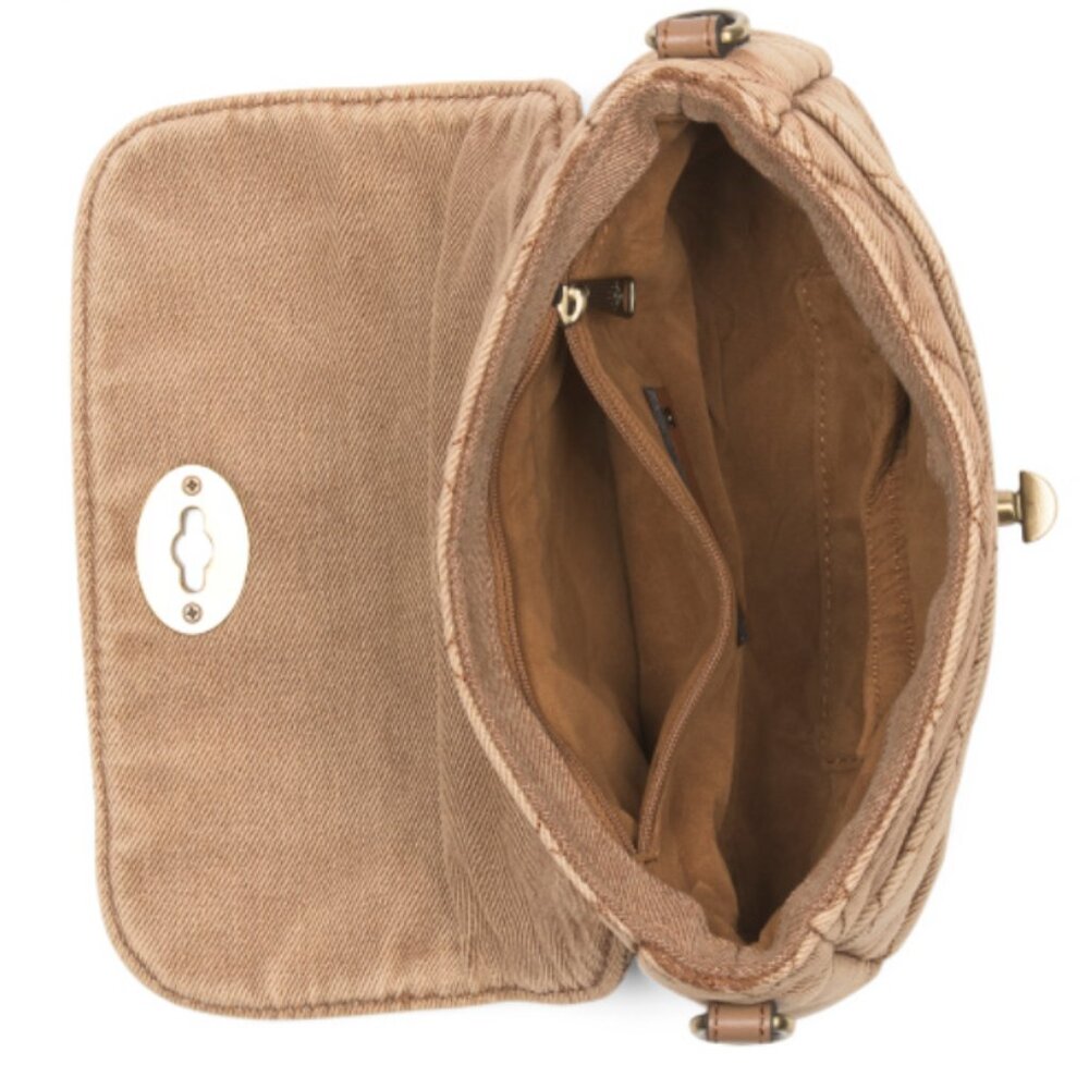 NWT PATRICIA NASH Bonny Quilted Stonewashed Denim Crossbody Bag Biscuit Beige - Picture 7 of 16